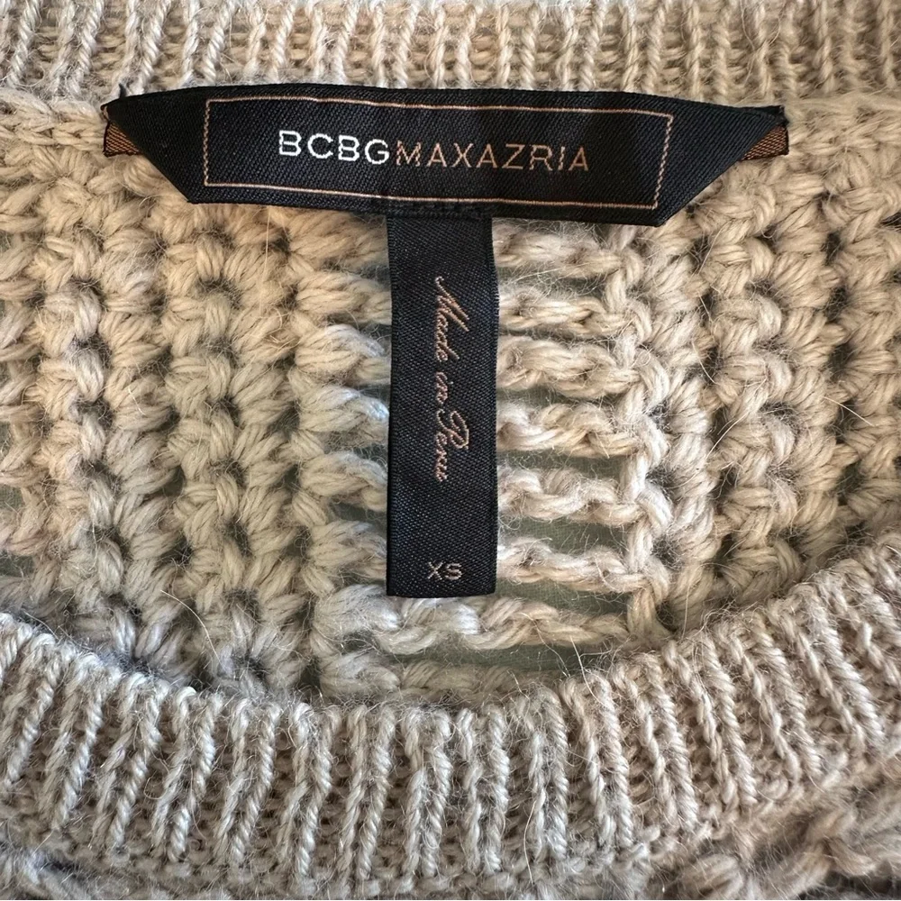 BCBG Alpaca Open Knit Tunic Sweater, Grey - Size XS.